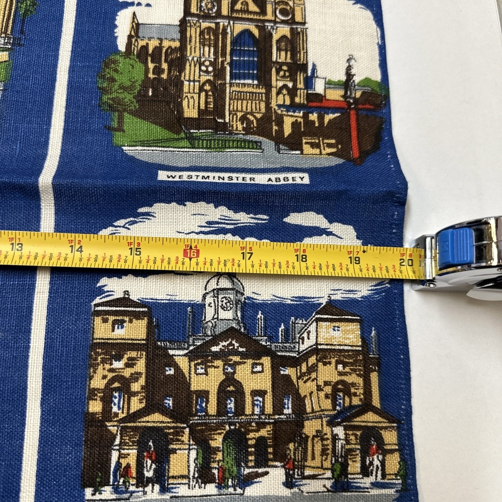 Vtg Linen Tea Towel Wall Hanging London England Landmarks Historic Buildings NEW - Picture 5 of 5